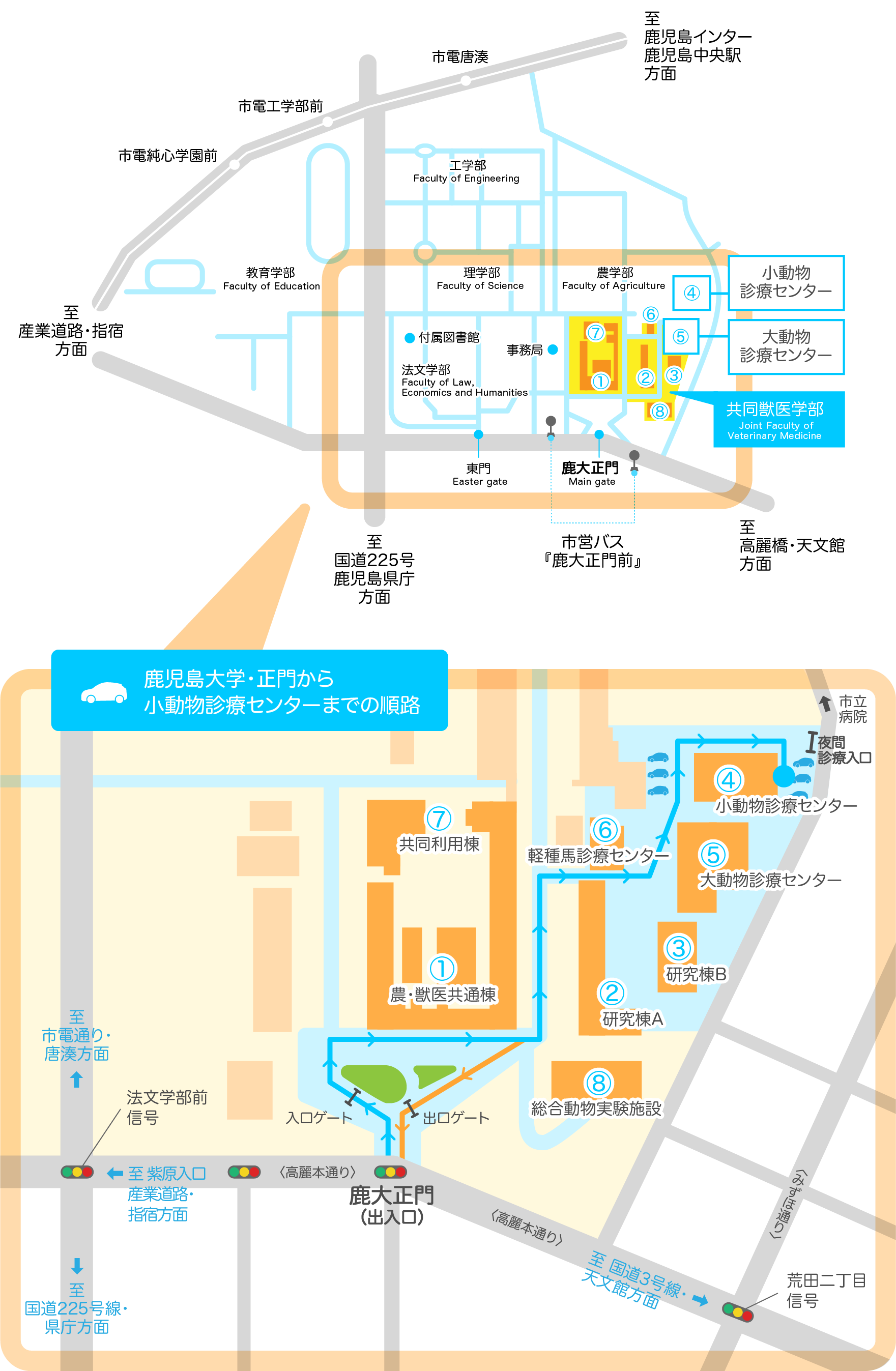 鹿児島大学動物病院地図